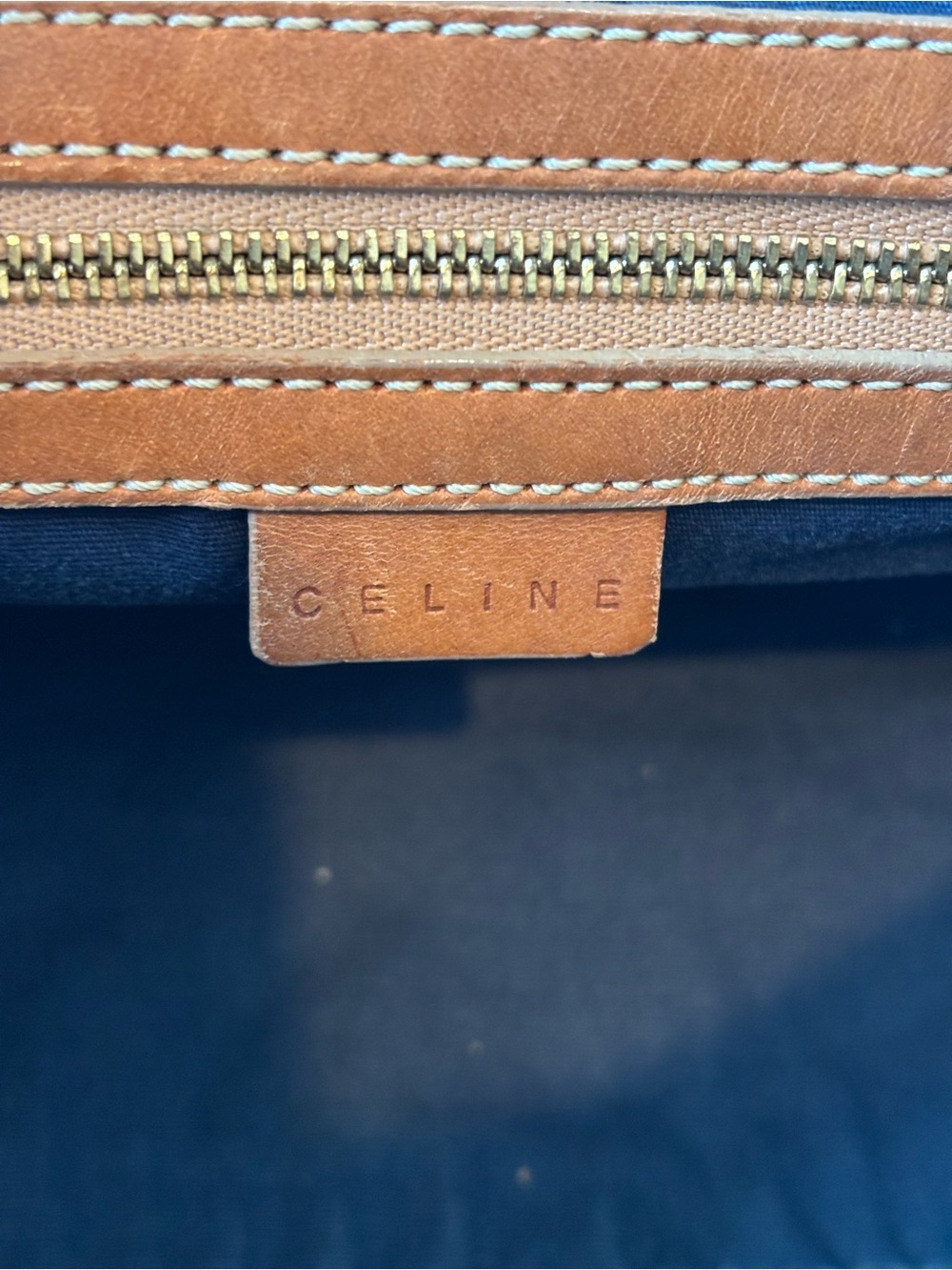 Celine Macadam Navy Suede Mini Duffel with Brown Leather Trim - Picture 13 of 16